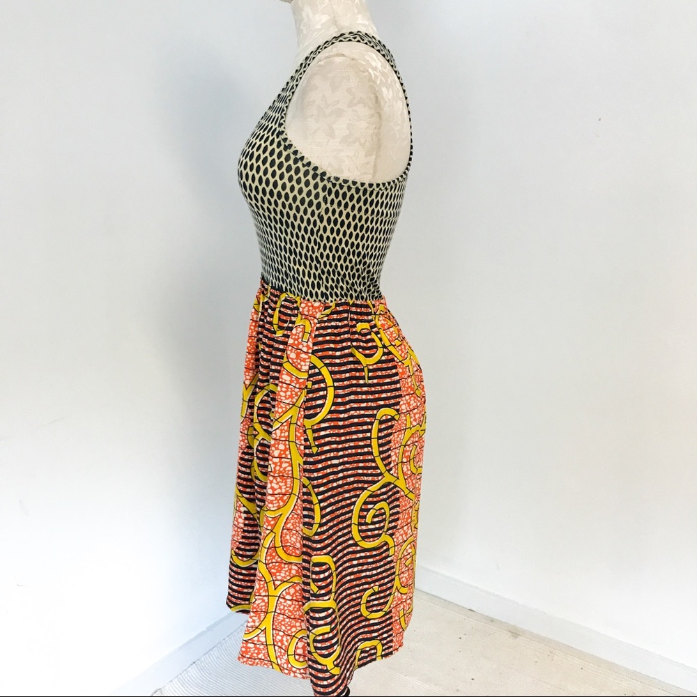 Anthropologie S Silk African Print Sundress Black - Picture 4 of 10
